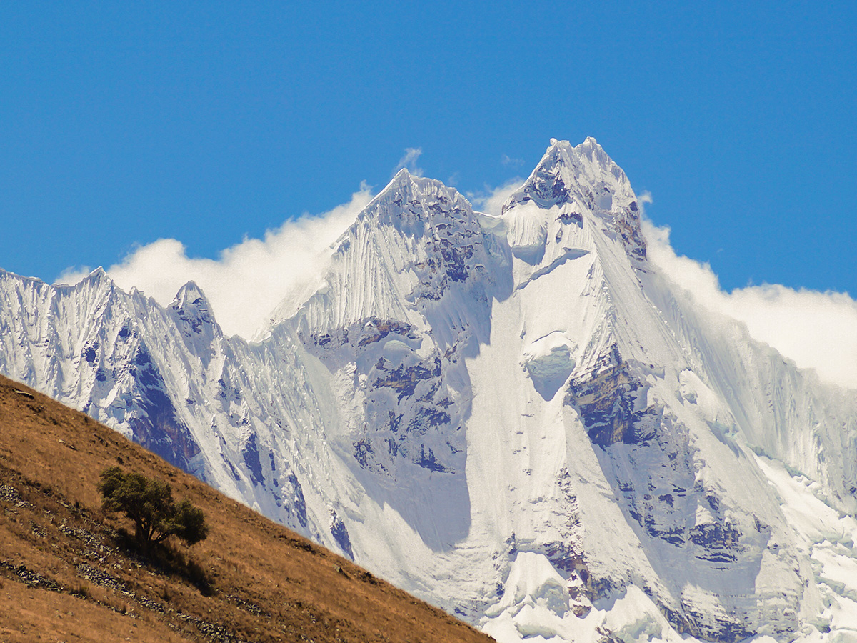 Snowy peaks on Huayhuash trek, Peru