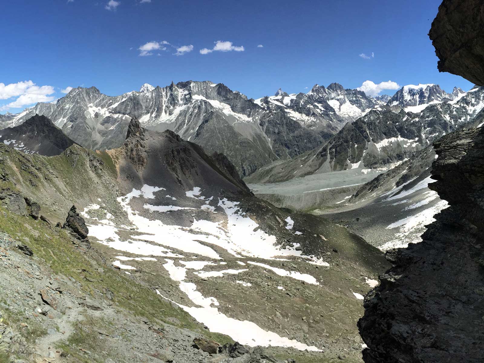 View trekking down to Arolla on self-guided Haute Route to Zermatt