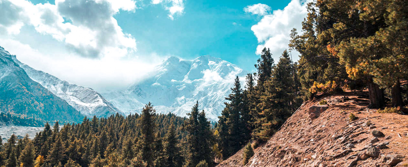 Mountain views on guided trekking tour to Fairy Meadows in Pakistan