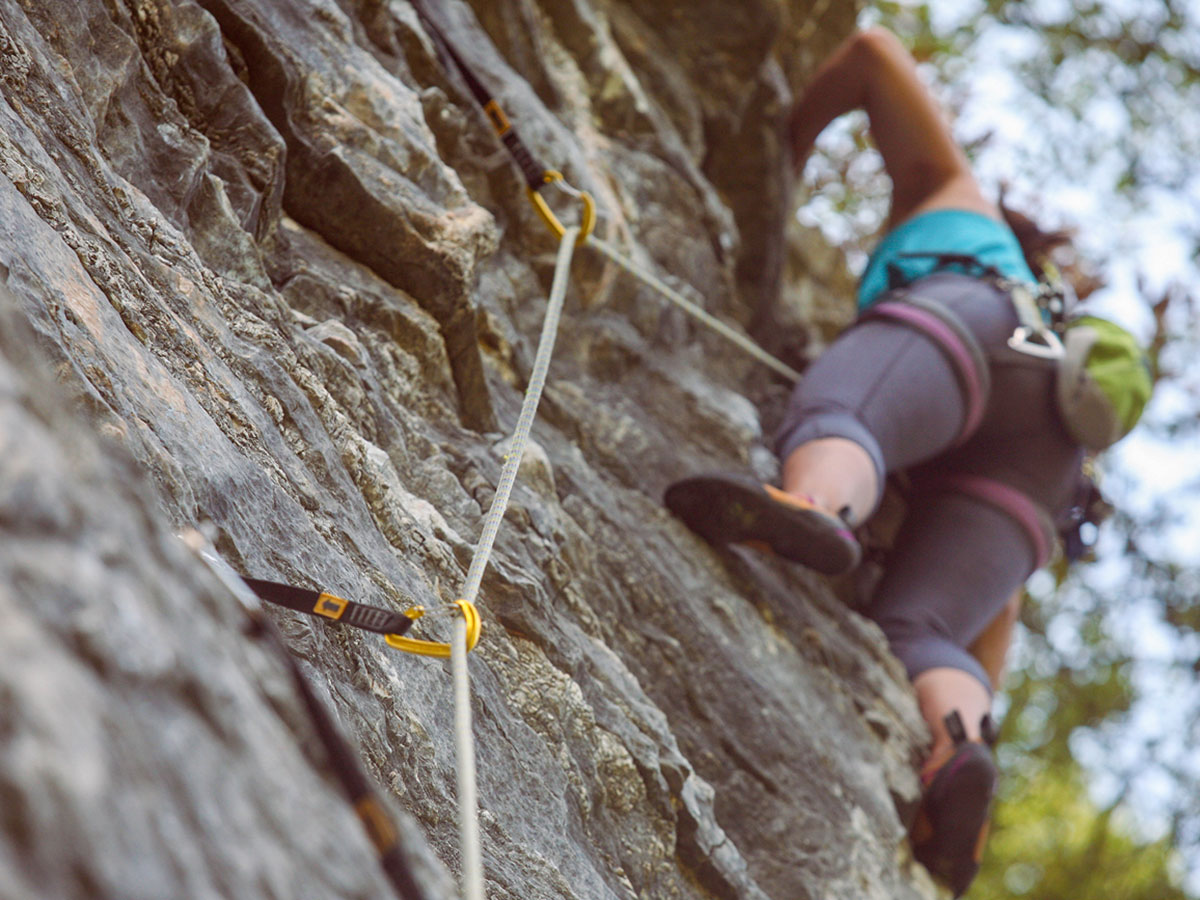 Climber on climbing camp in Italian Riviera