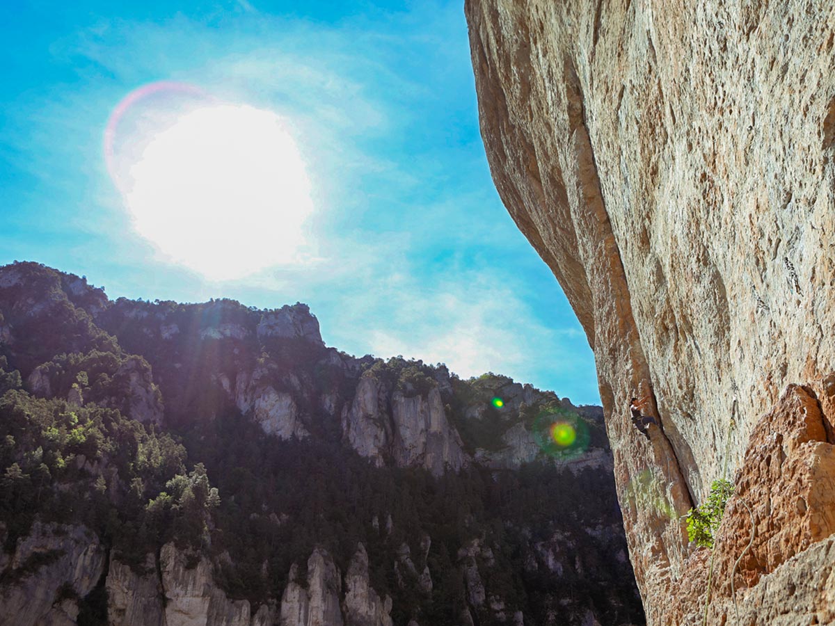 Great valley views on climbing camp at Gorges du Tarn in France