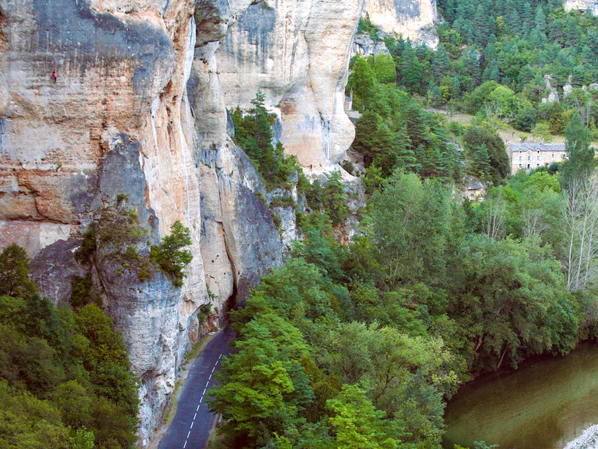 Beautiful views from climbing camp at Gorges du Tarn in French Pyrenees