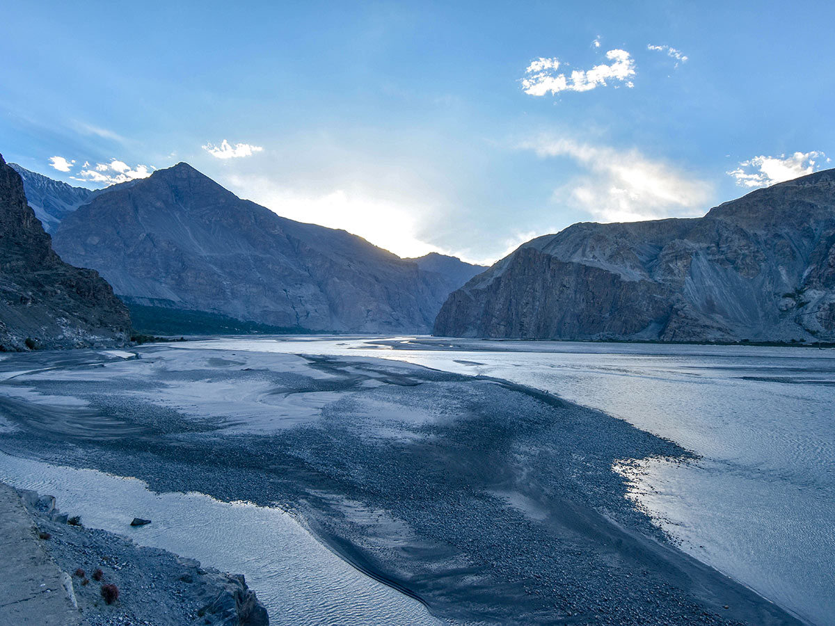 Beautiful Indus River on guided Overland Tour in Skardu Valley Pakistan