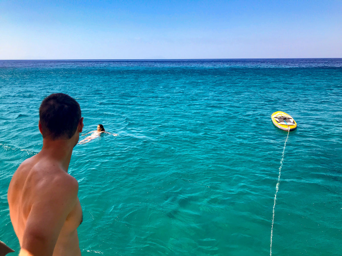 Swimming in the Aegean Sea on this Sailing holiday