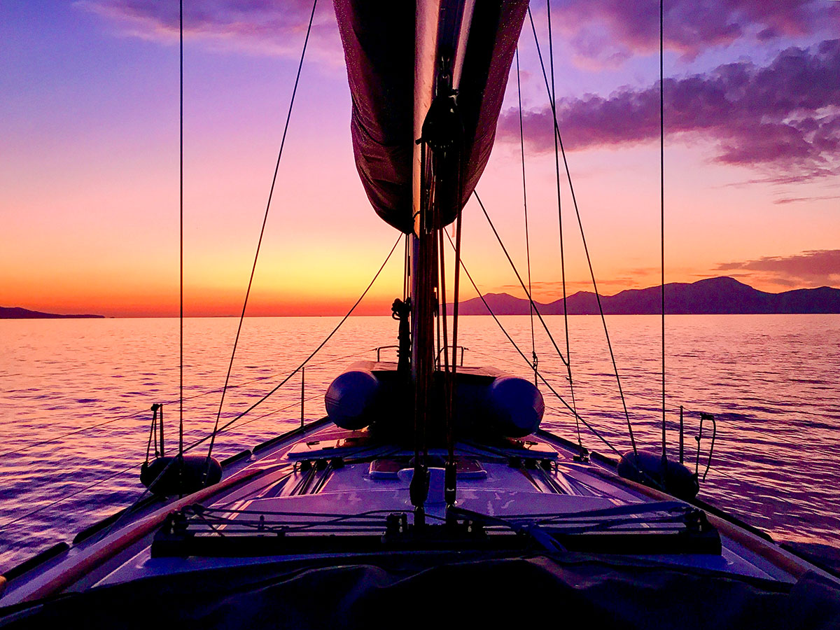 Sunset on the water on this Greek Sailing holiday