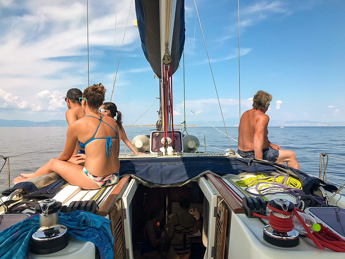 On board and sailing around Greece