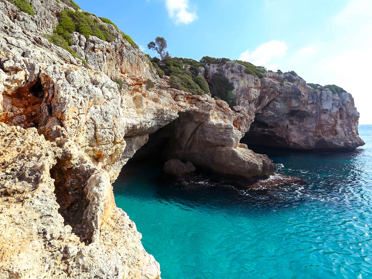 Beautiful rock formations near the coast where deep water solo climbing camp takes place