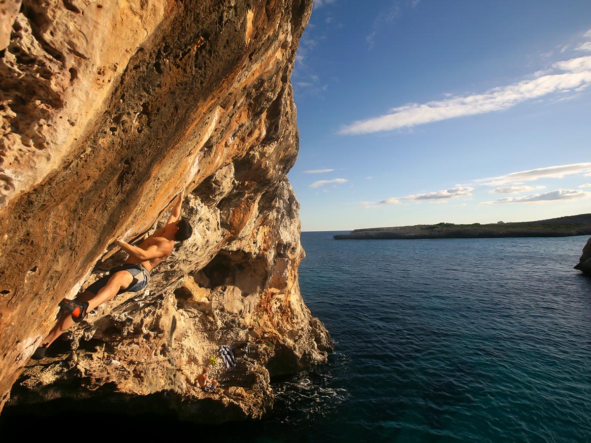 Climber on DWS camp in Mallorca, Spain