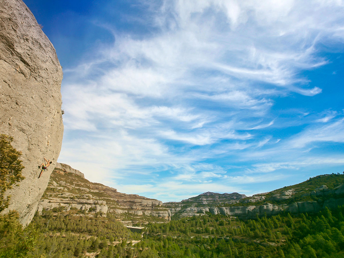 Climbing in Margalef rewards with amazing views of Spanish countryside