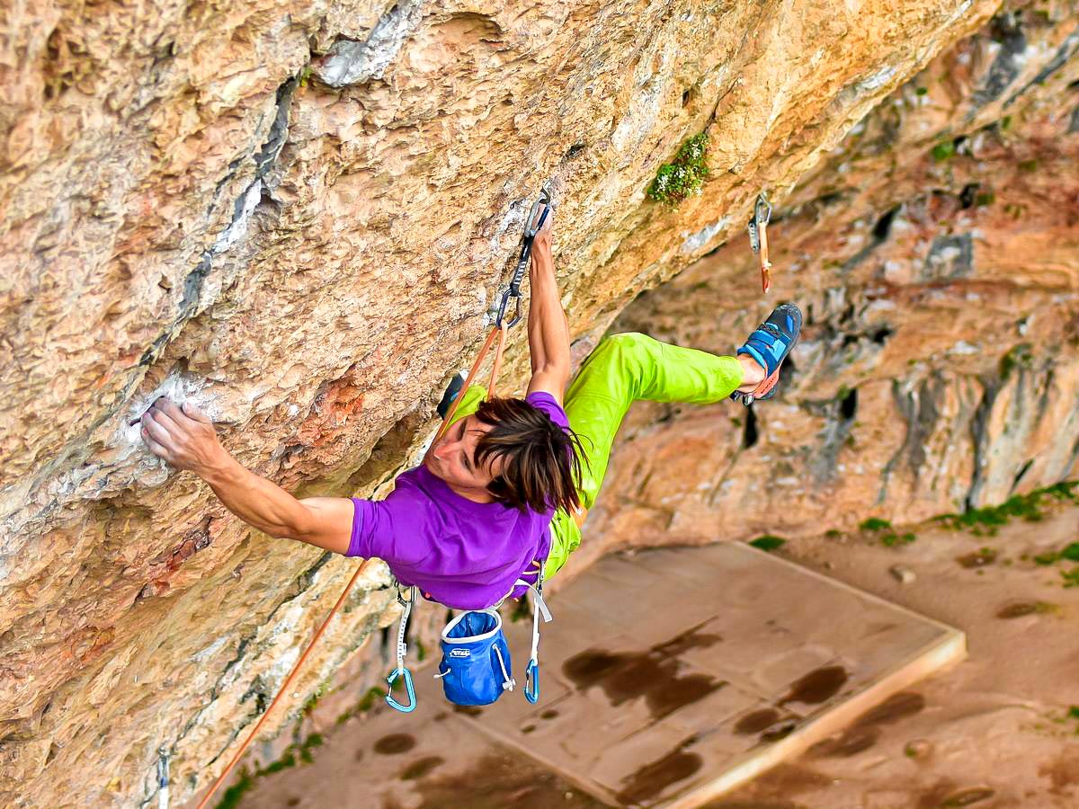 Klemen Bečan on guided rock climbing tour in Rodellar