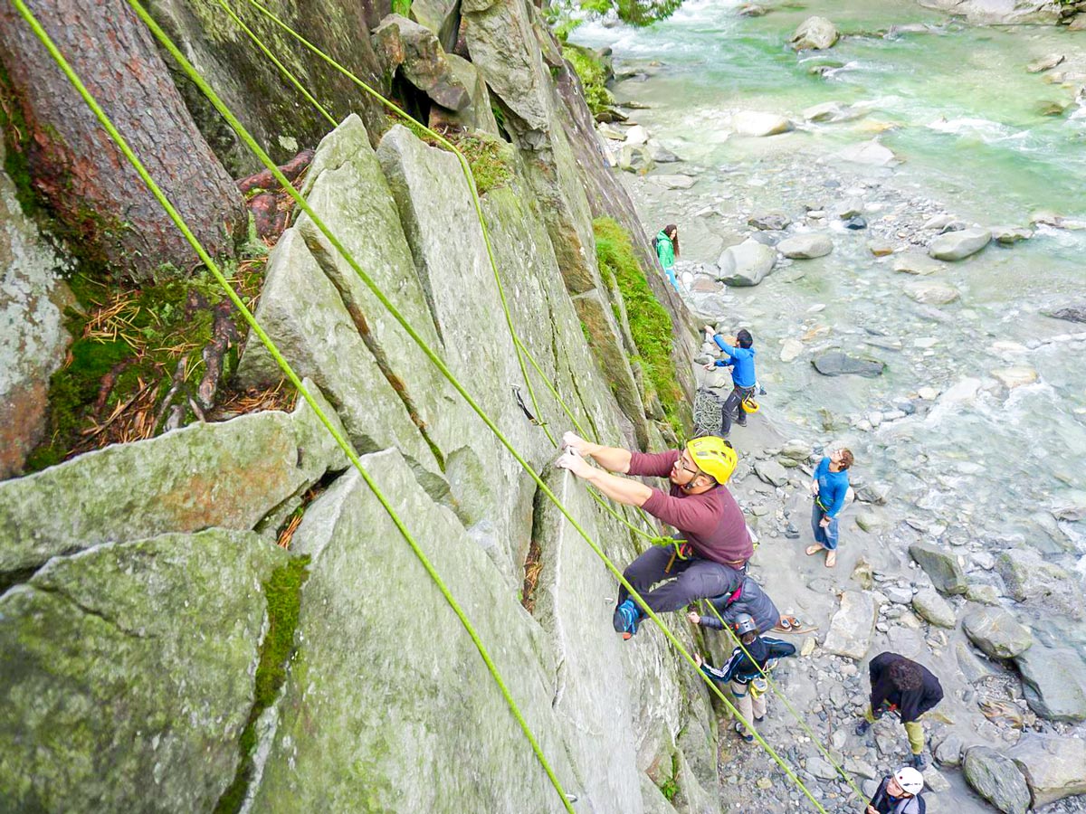 The whole gang exploring the crag in Zillertal