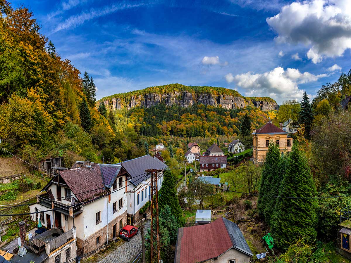 Cute village in Labske Udoli on rock climbing camp