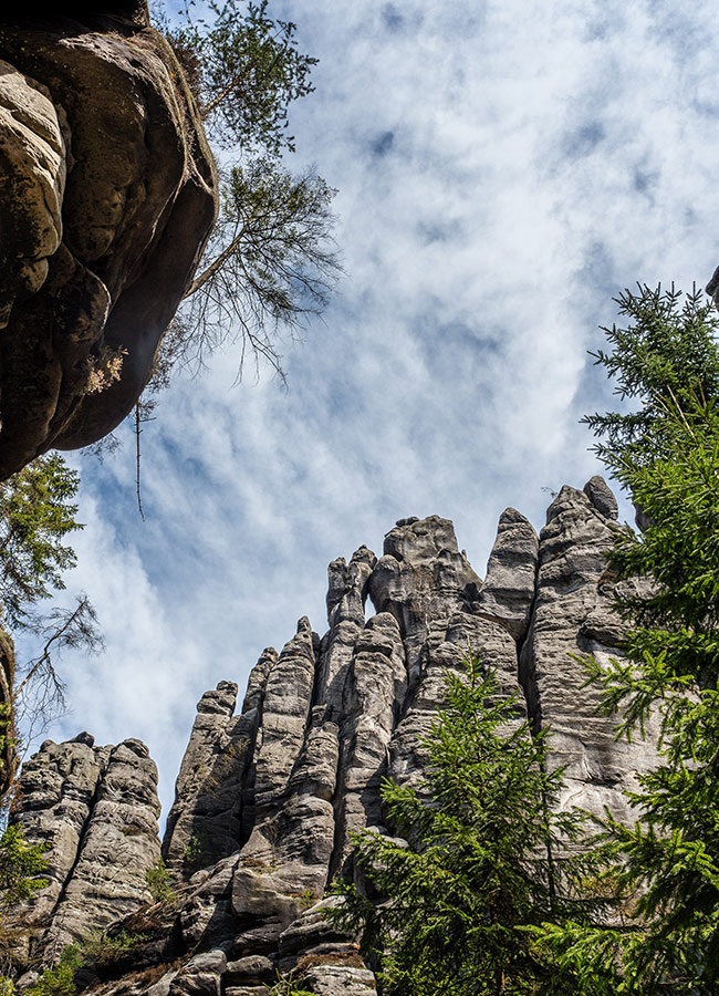 Beautiful crags in Labske Udoli on climbing camp in Czech Republic