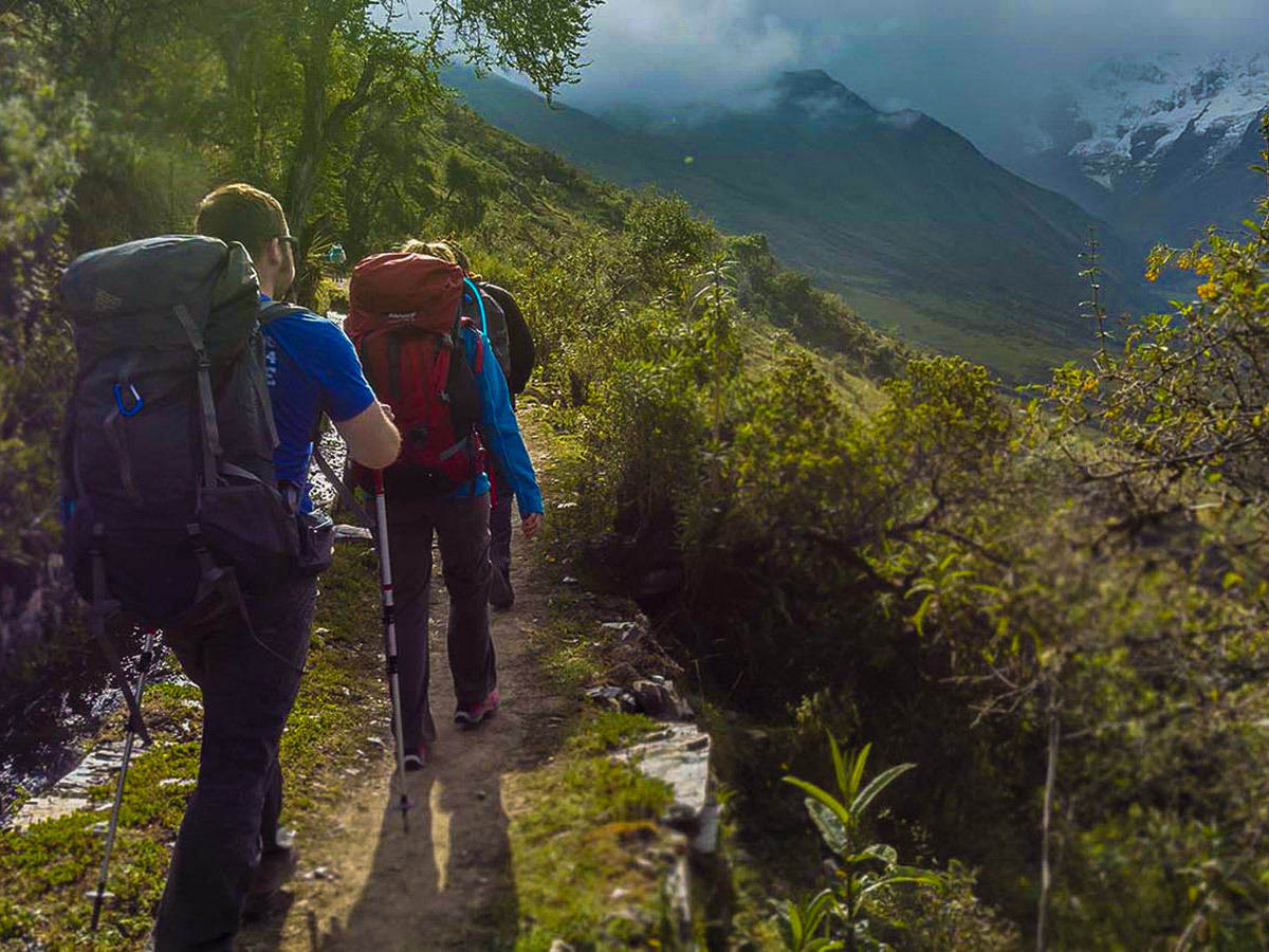 Group of hikers on Salkantay Trek to Machu Picchu in Peru