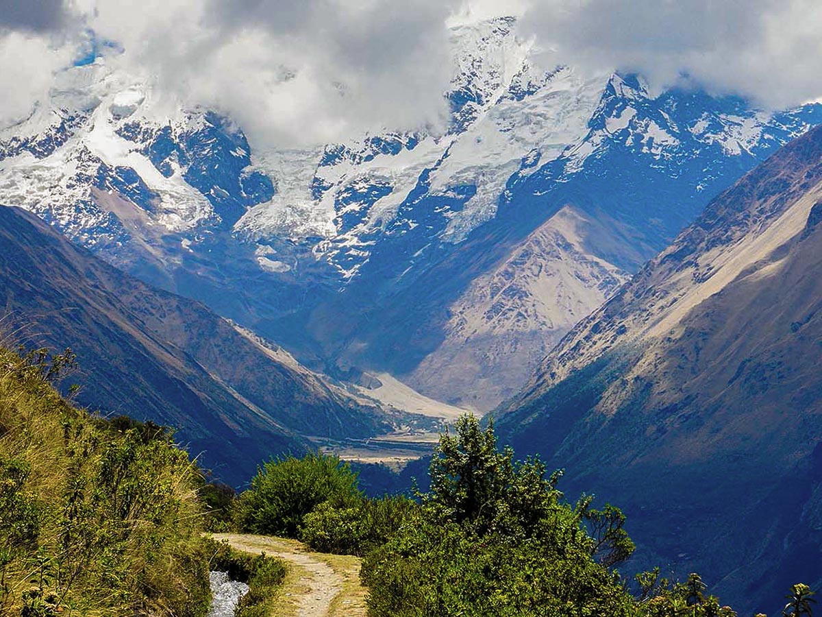 Looking down on the valley on Salkantay Trek to Machu Picchu in Peru