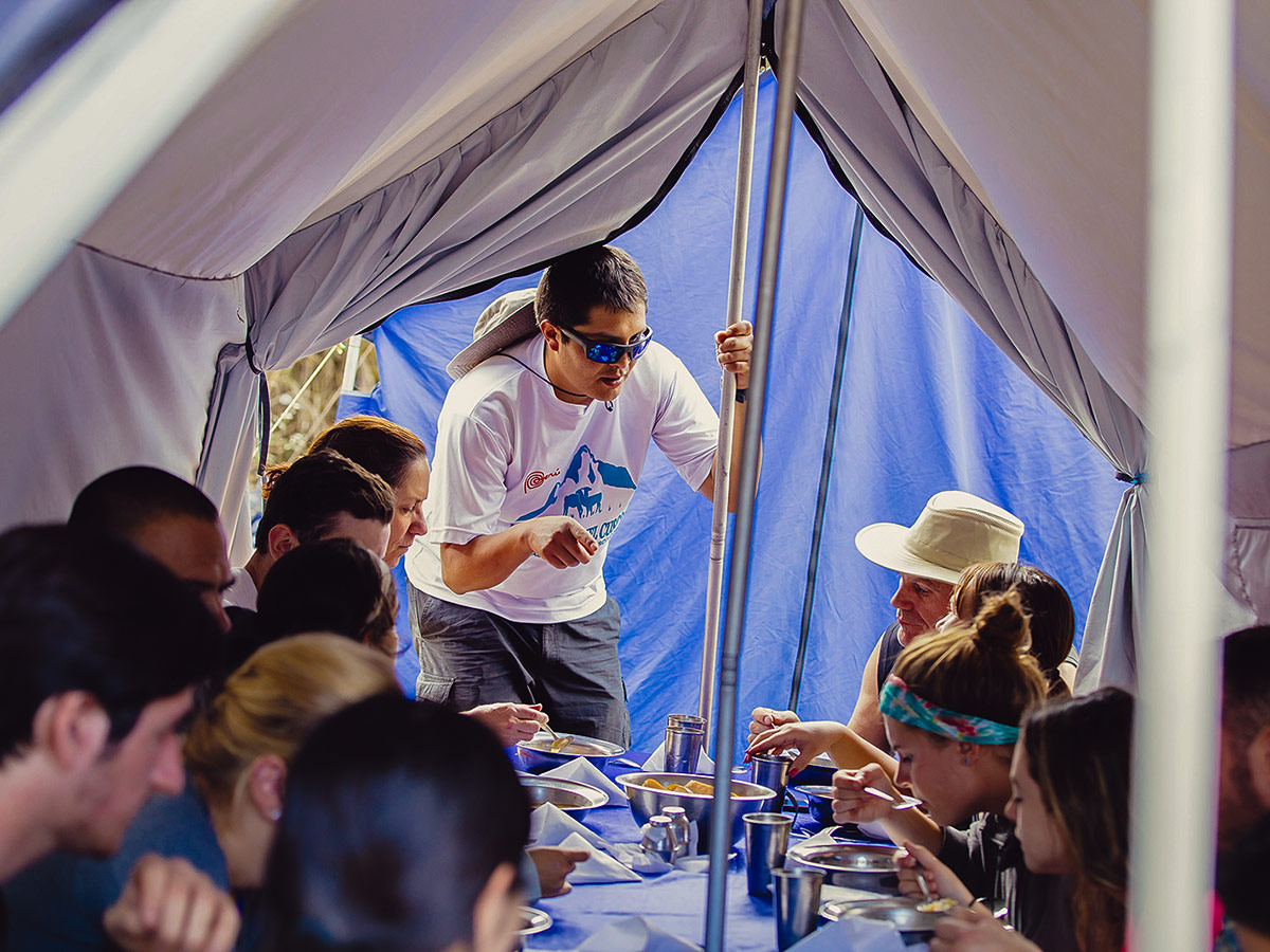 Lunch time on Salkantay Trek to Machu Picchu in Peru