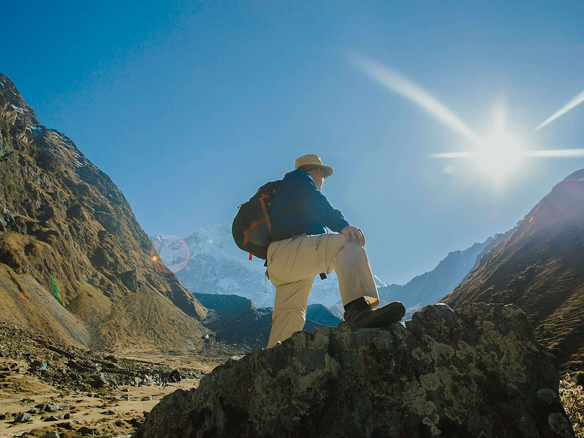 Sunny day on Salkantay Trek to Machu Picchu in Peru