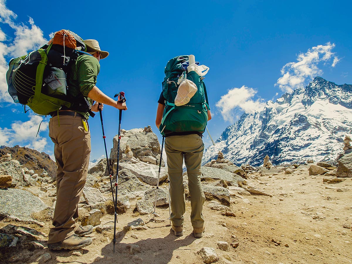 Two backpackers on Salkantay Trek to Machu Picchu in Peru