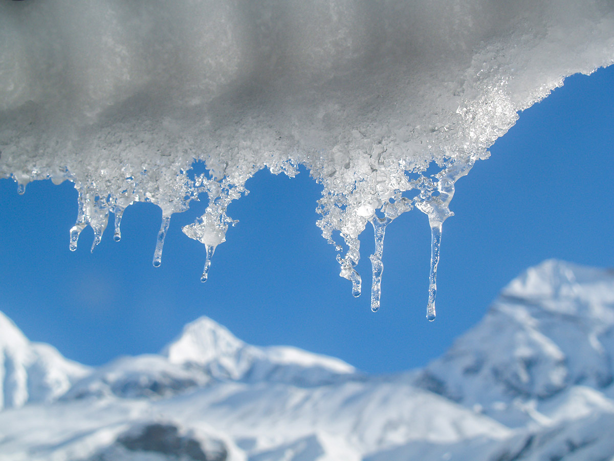 Snow melting on Annapurna Base Camp Guided Trek in Nepal