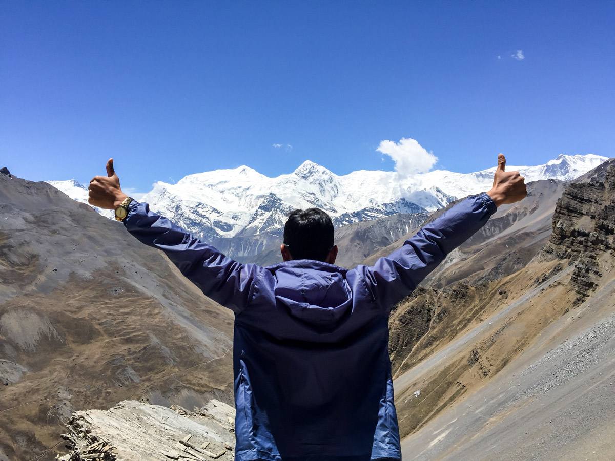 Observing views on Annapurna Circuit trek in Nepal