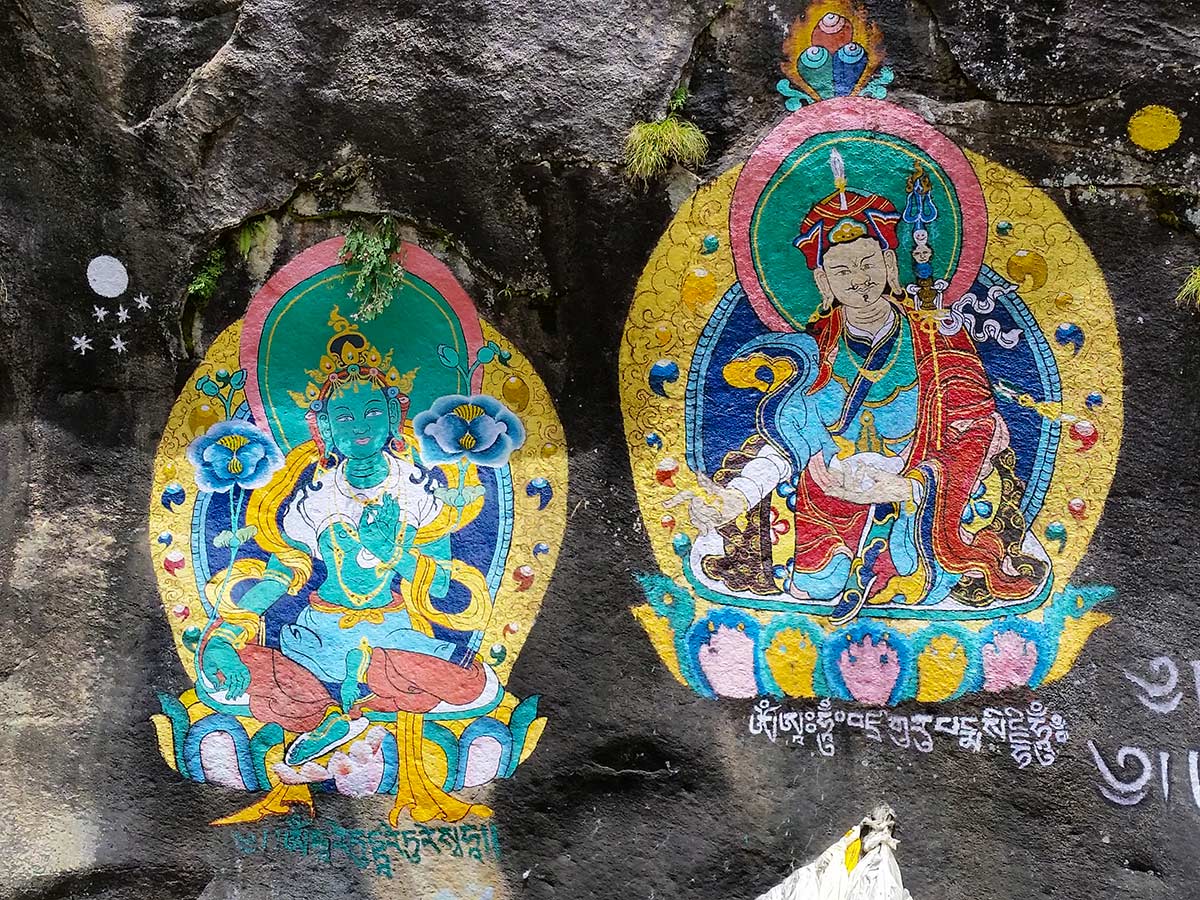 Paintings on a wall on Annapurna and Everest Luxury Lodge Trek in Nepal