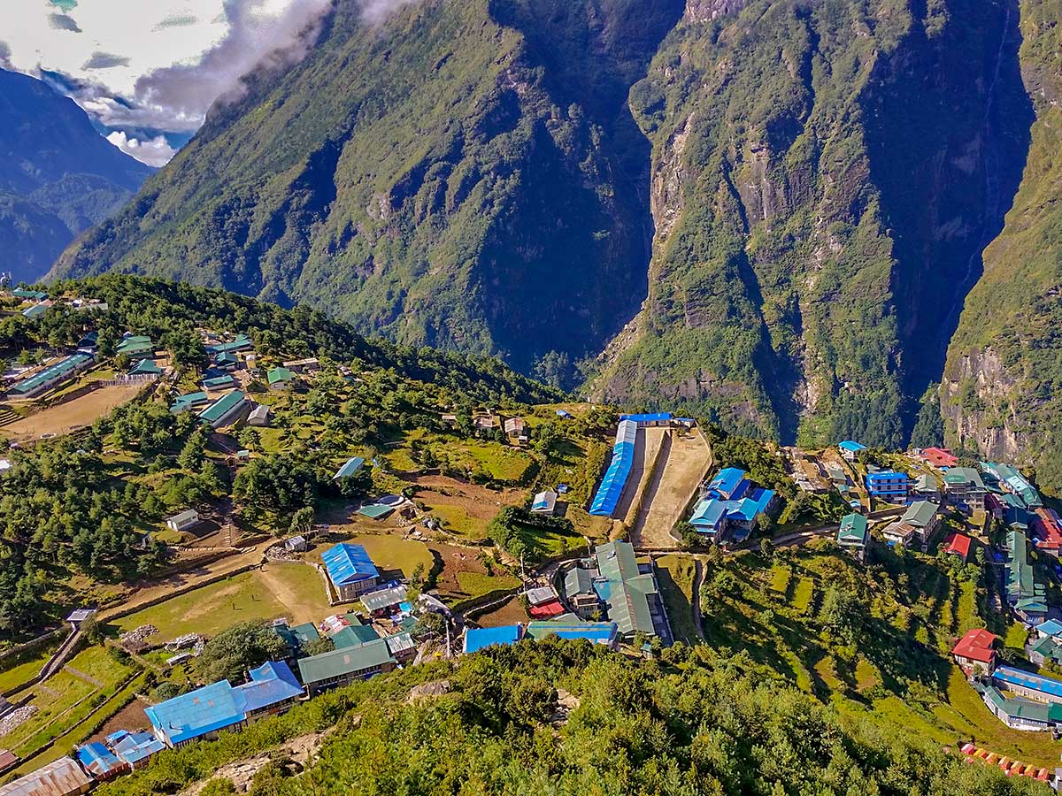 Expansive views of local Sherpa village on Everest Base Camp trek in Nepal