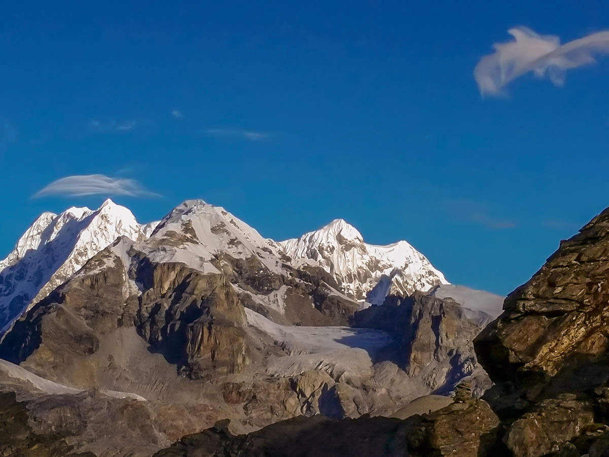 Snowy peaks on Everest Base Camp trek in Nepal