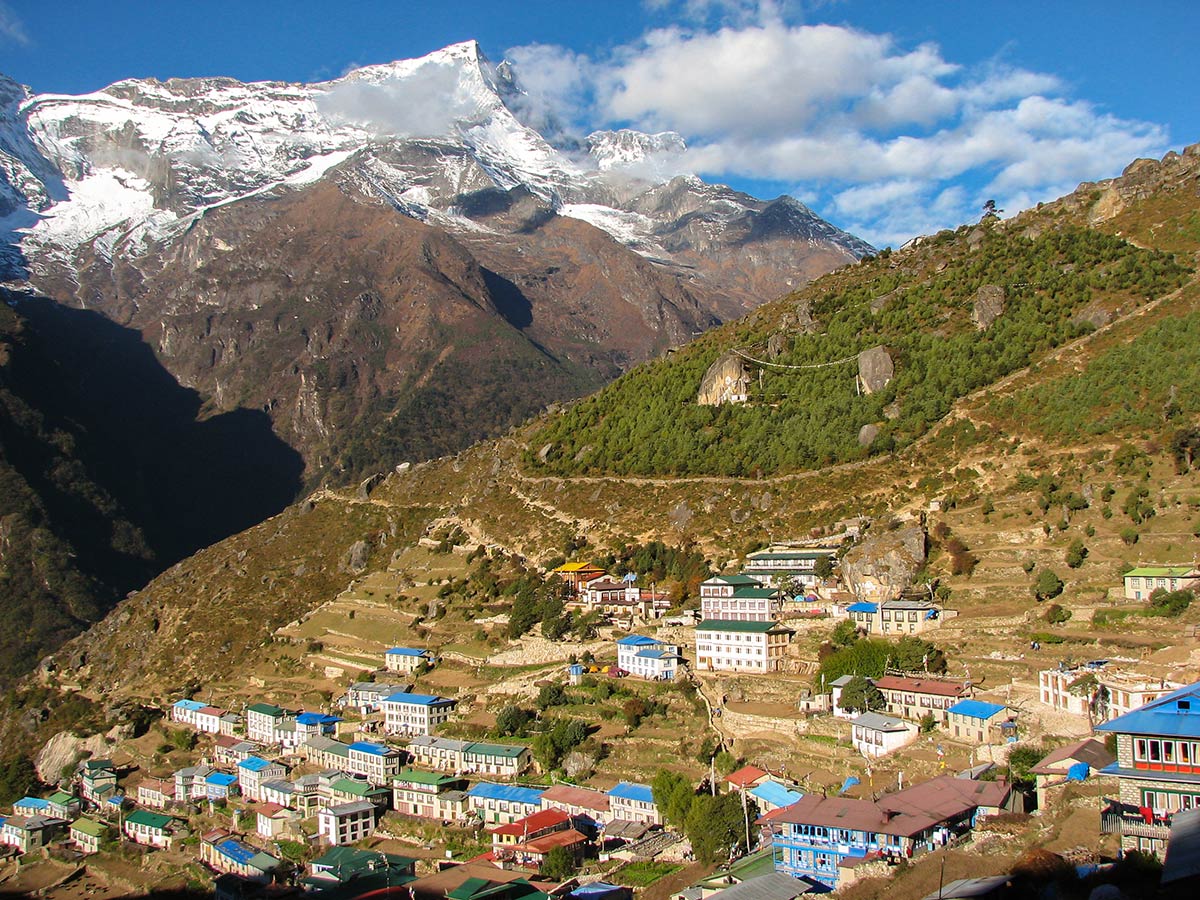 Everest Base Camp trek in Nepal passes through several Sherpa villages