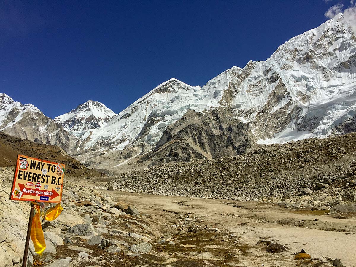 Waypoint on Everest Base Camp trek in Nepal