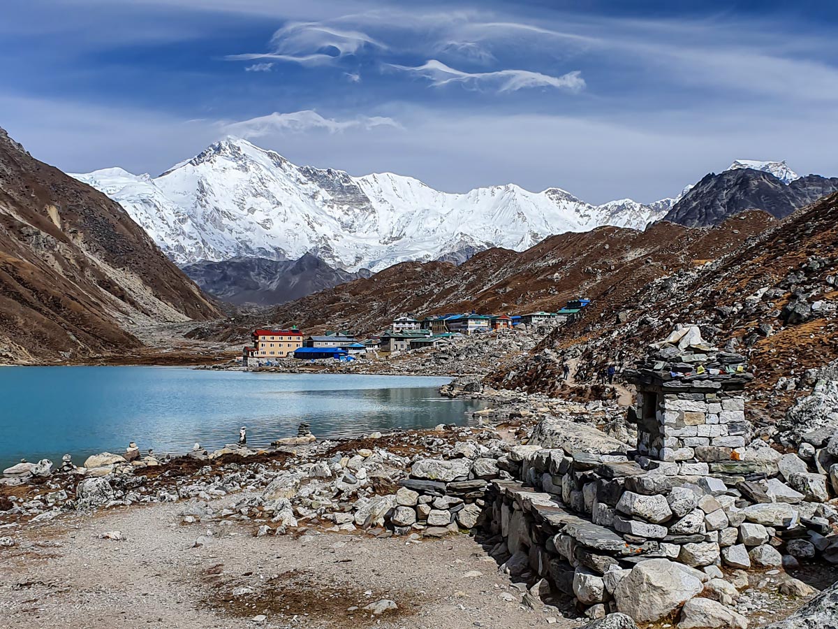 Sherpa village near Gokyo Lake on Everest Base Camp and Gokyo Lake trek in Nepal