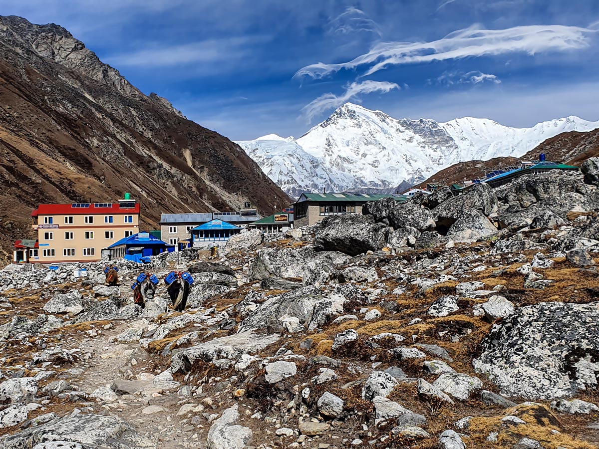 Gokyo village on Everest Base Camp and Gokyo Lake trek in Nepal