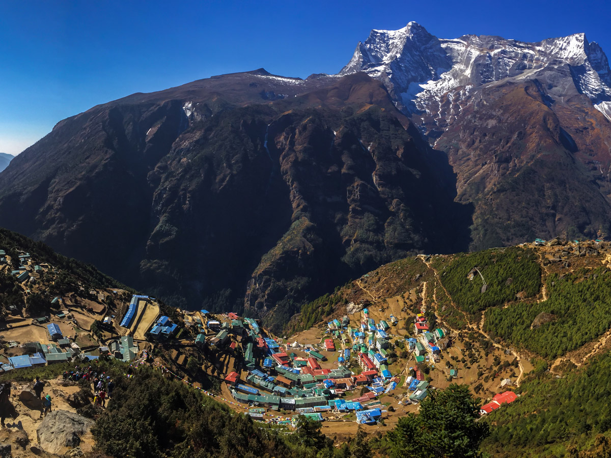 Sherpa village along the trail of Everest Panorama Trek in Nepal