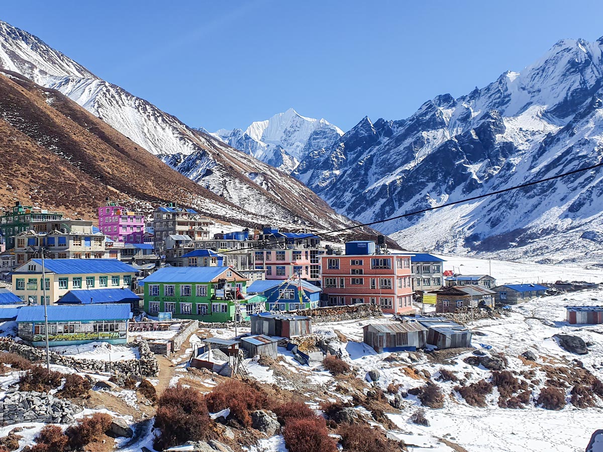 Small village along guided Langtang Trek in Nepal