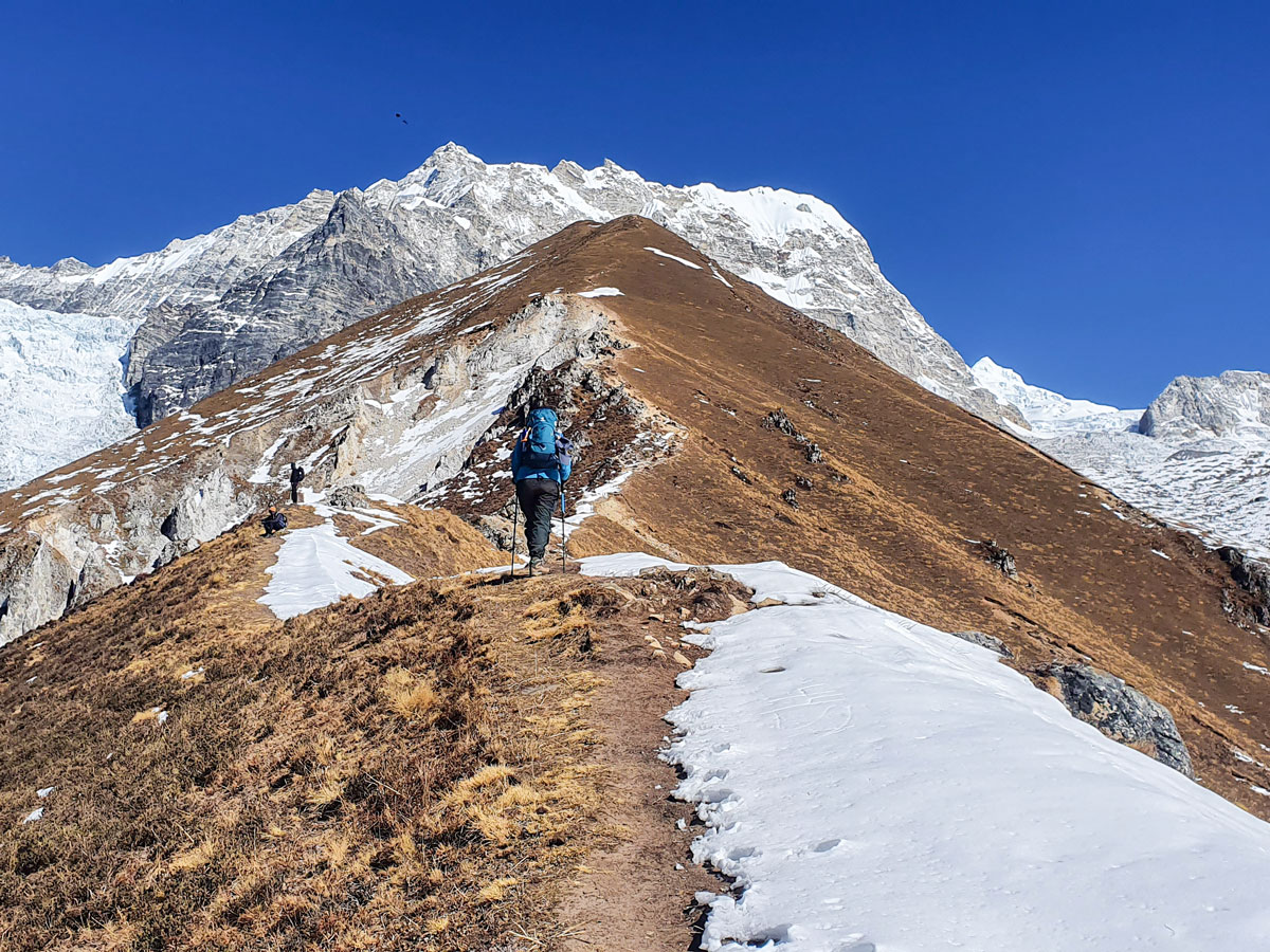 Ascending on guided Langtang Trek in Nepal