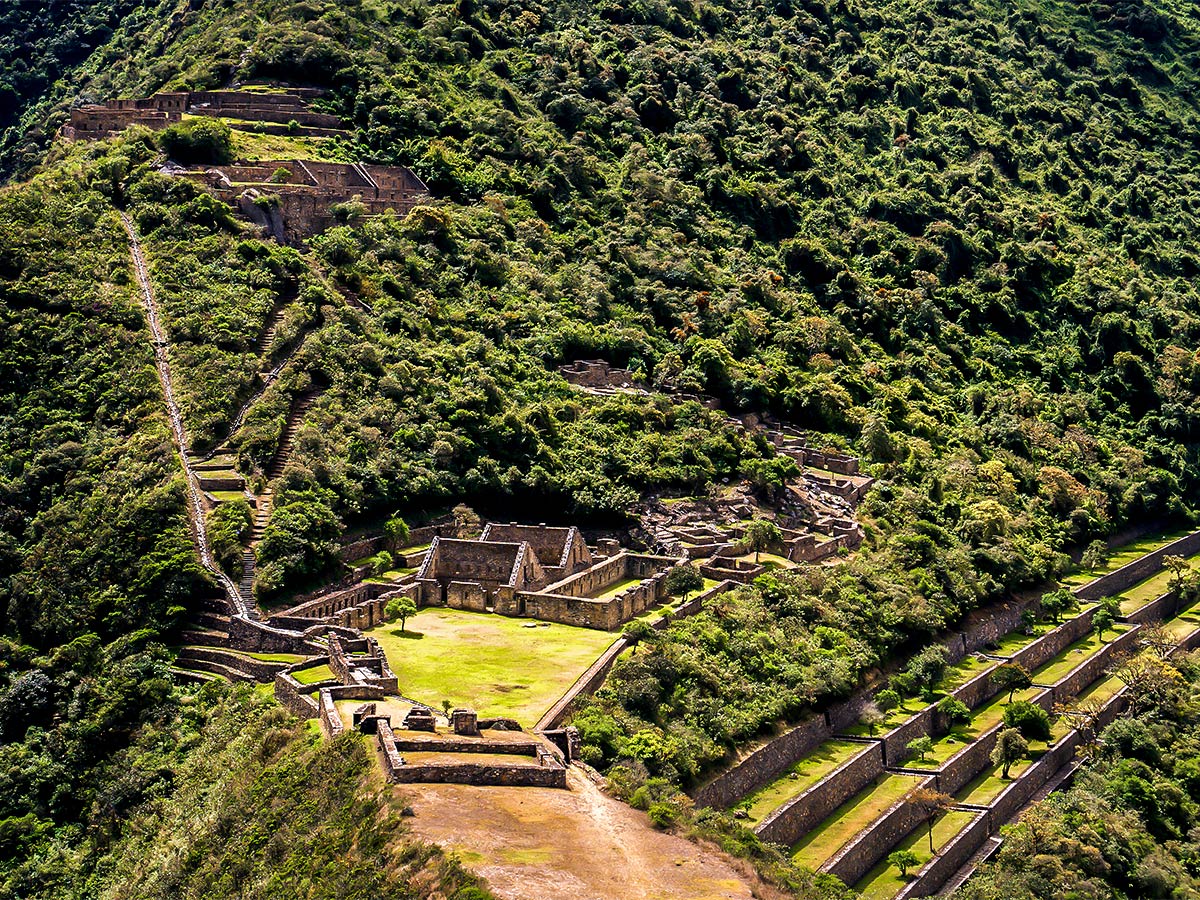 Amazing views of an archeological site on Choquequirao Trek in Peru near Cusco