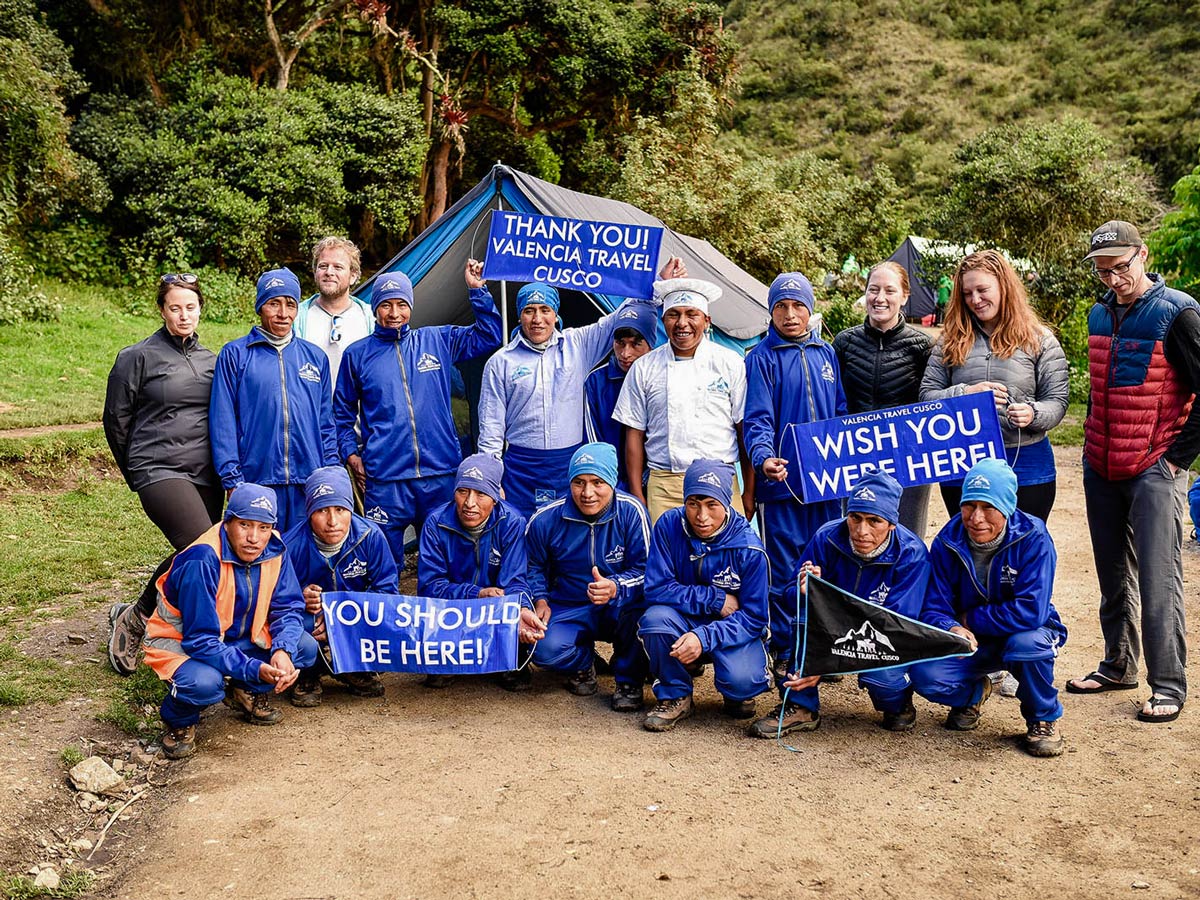 Valencia Travel team on Inca Trail to Machu Picchu near Cusco Peru