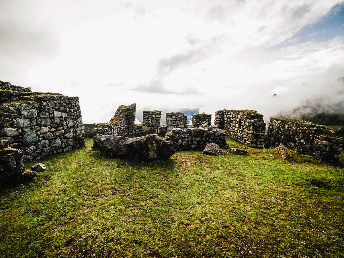 Inca Ruins on Inca Trail to Machu Picchu near Cusco Peru