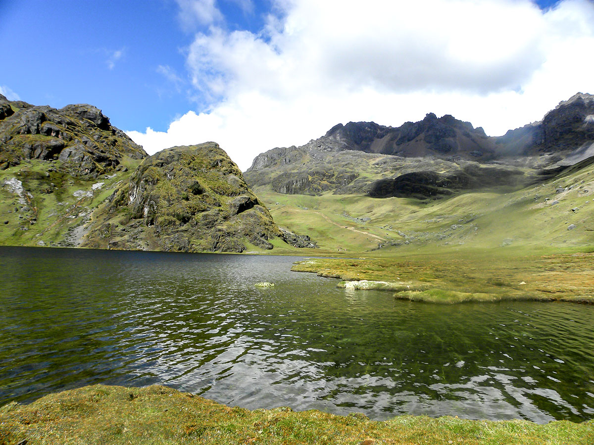 One of beautiful lakes along Lares Trek to Machu Picchu near Cusco Peru
