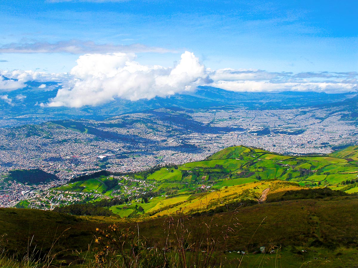 Looking down on Quito before the flight to Galapagos on Amazon to Galapagos Tour