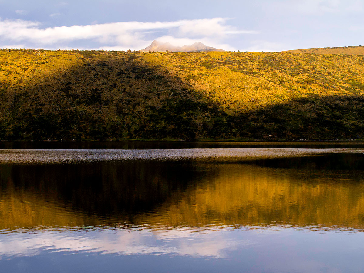 Shores of Otun Lake seen on Los Nevados Trek in Colombia
