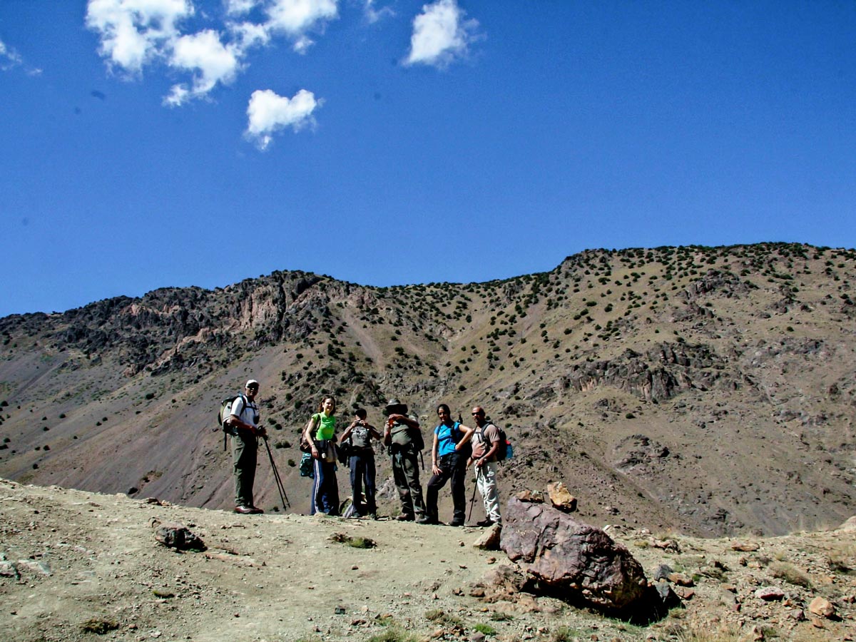 Hikers on a trail of Atlas and Sahara Trek in Morocco