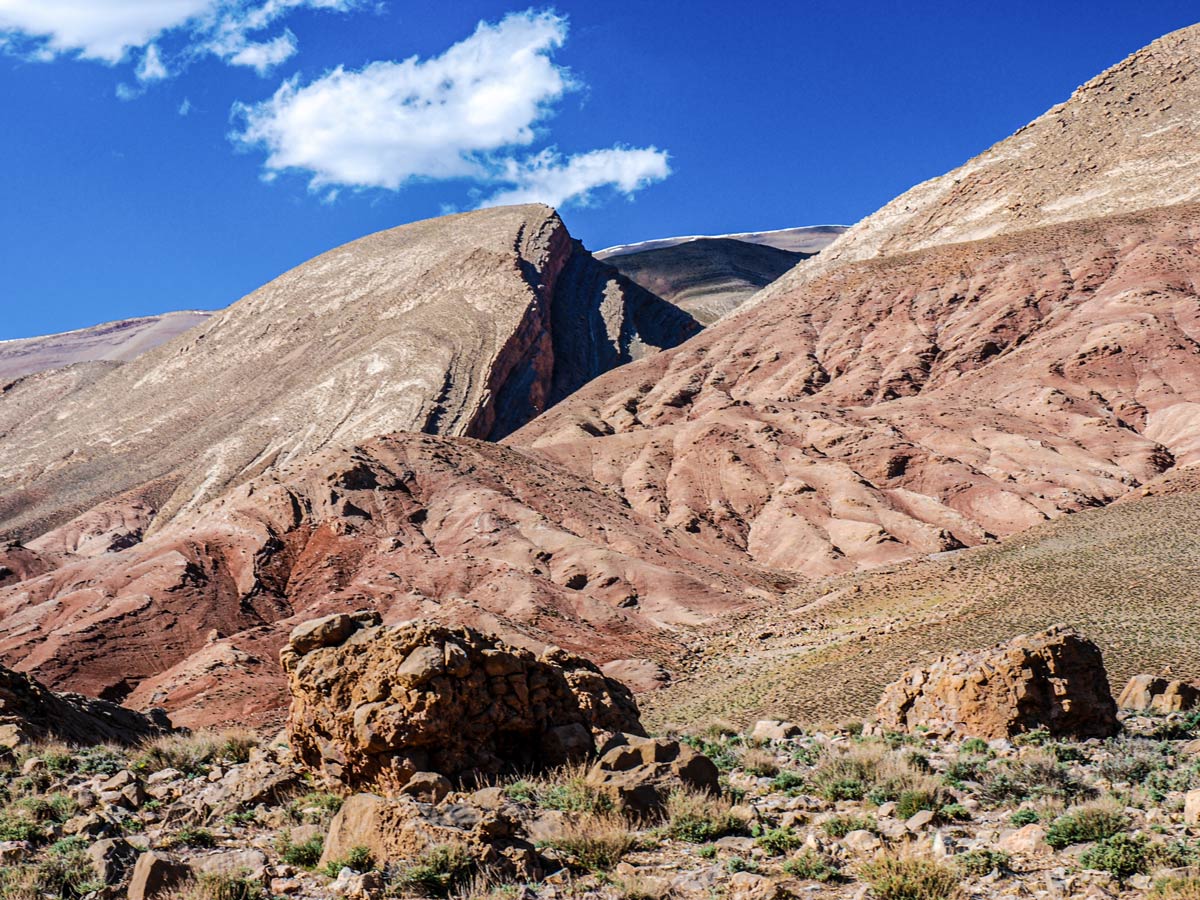 Beautiful mountains surrounding the trail of Atlas and Sahara Trek in Morocco