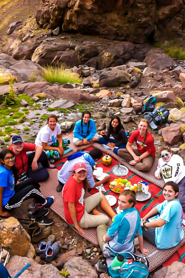 Lunch break on Mt Toubkal and Desert tour in Morocco