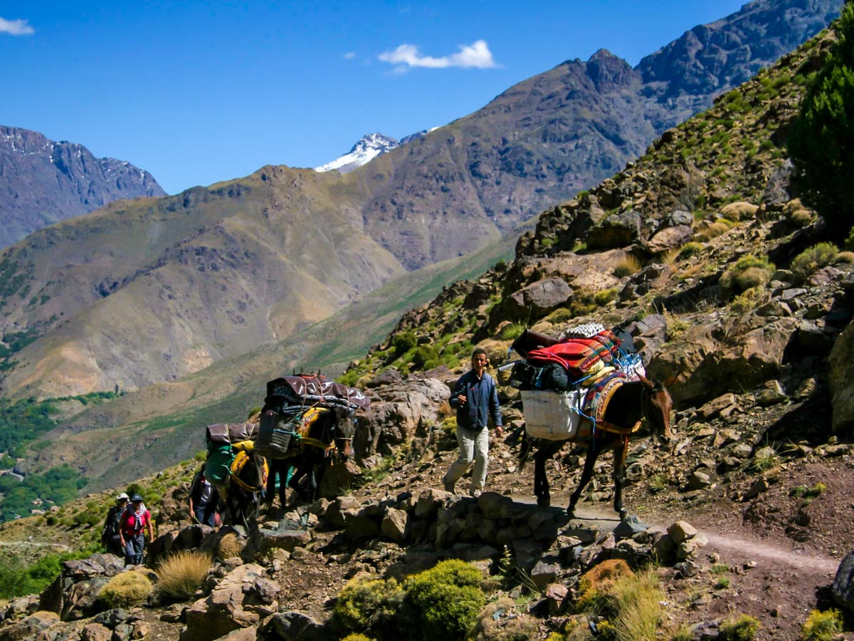 Beautiful valley views on Mt Toubkal Trek in Atlas Mountains Morocco