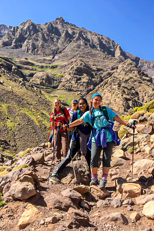 Rocky trail of Mt Toubkal Trek in Atlas Mountains Morocco