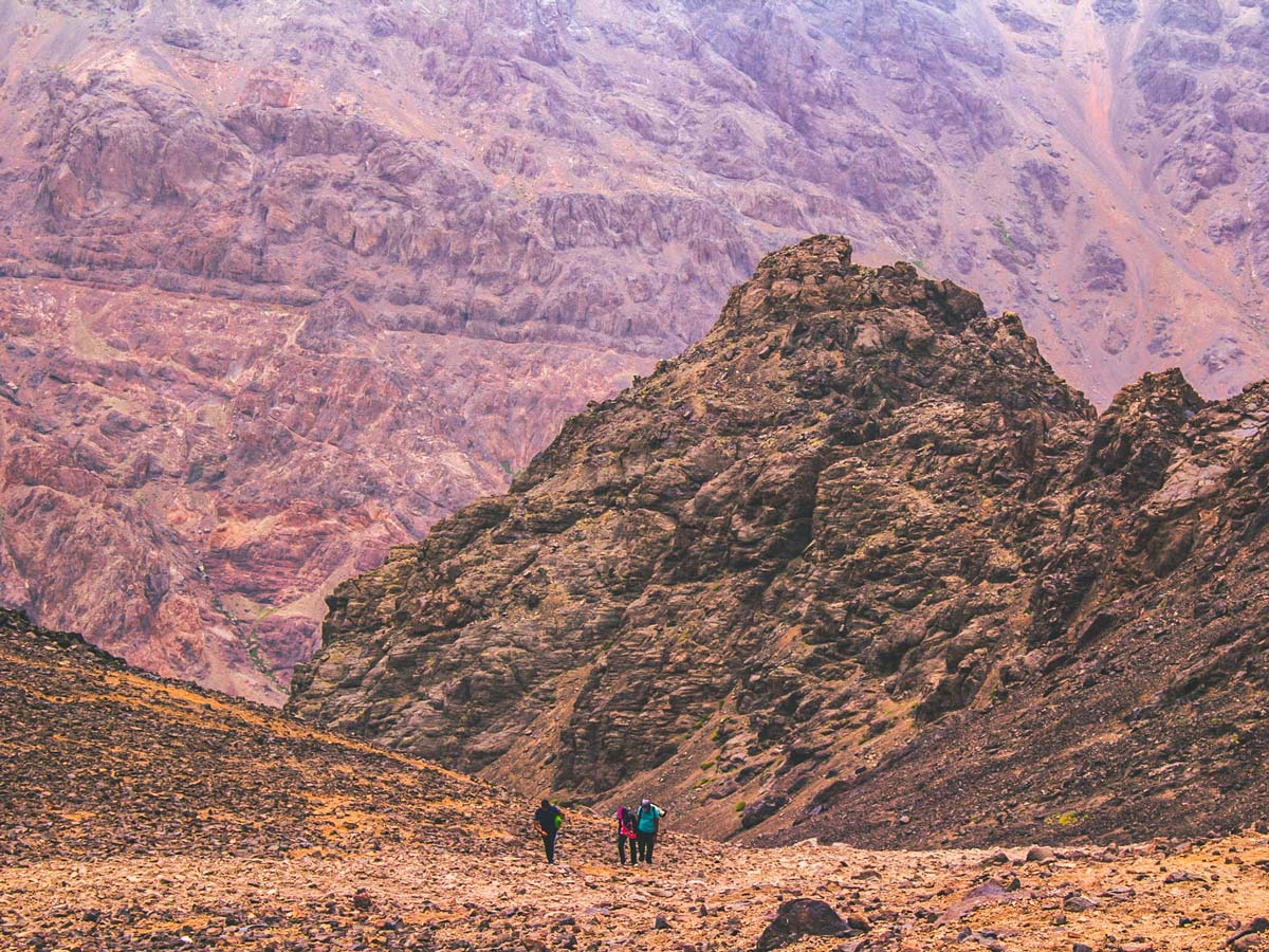 Beautiful valleys and Mt Toubkal on Mt Toubkal Trek in Atlas Mountains Morocco