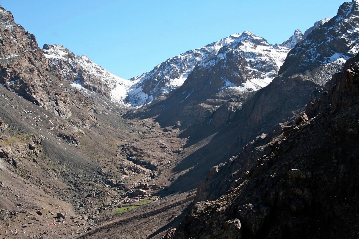 Amazing valley views in Atlas Mountains on guided trekking tour to Atlas Valley from Marrakech Morocco