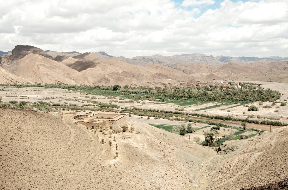 Expansive valley on guided trekking tour to Atlas Valley from Marrakech Morocco