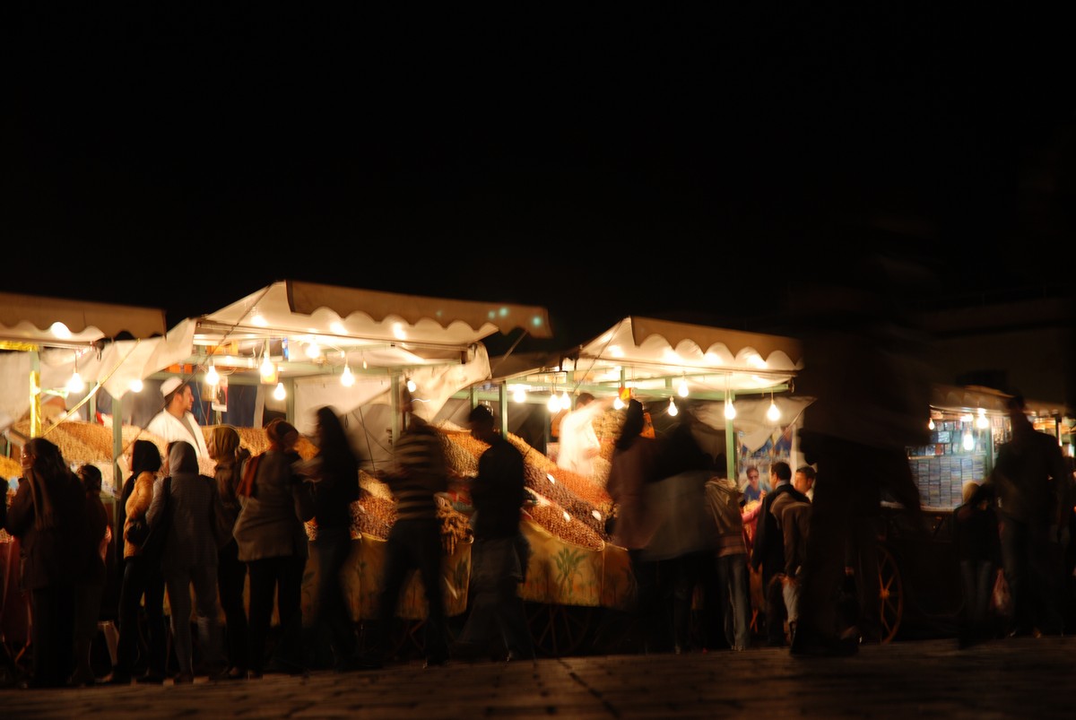 Night views in Marrakech on guided trekking tour to Atlas Valley from Marrakech Morocco