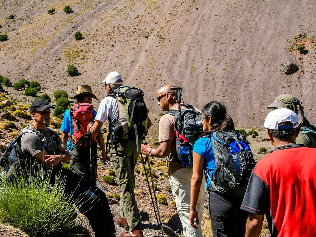 Group of hikers on Mt Toubkal Circuit Trek in Morocco